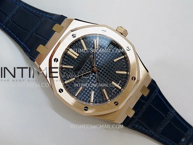 Royal Oak 41mm 15510 Gain Weight DDF 1:1 Best Edition Blue Dial On Blue Leather Strap Super Clone DD4302