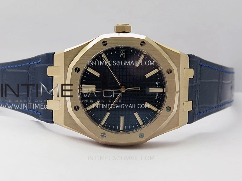 Royal Oak 41mm 15510 Gain Weight DDF 1:1 Best Edition Blue Dial On Blue Leather Strap Super Clone DD4302