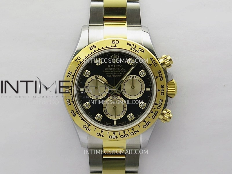 Daytona 126503 SS YG Gain Weight QF 1:1 Best Edition Black Dial Diamond Marker On Oyster Bracelet SH4131