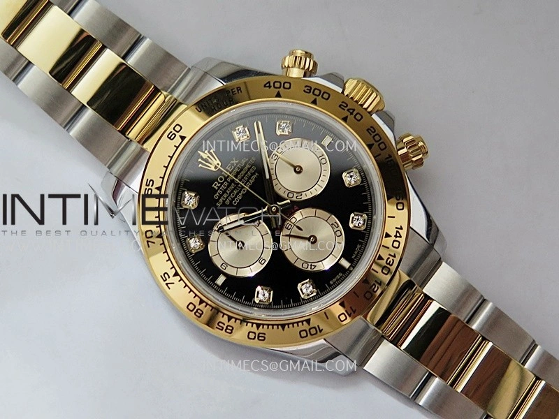 Daytona 126503 SS YG Gain Weight QF 1:1 Best Edition Black Dial Diamond Marker On Oyster Bracelet SH4131
