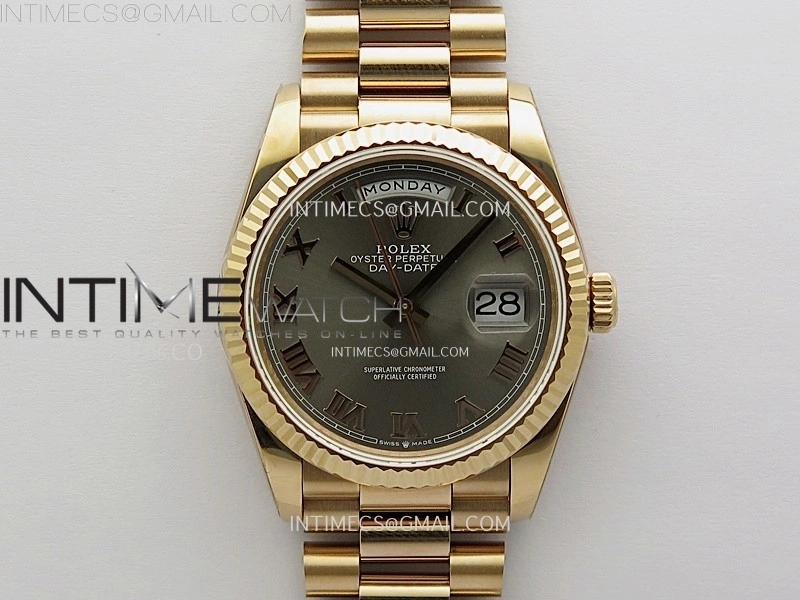 Day Date 128235 Gain Weight RG QF 1:1 Best Edition Gray Dial Roman Markers on RG President Bracelet