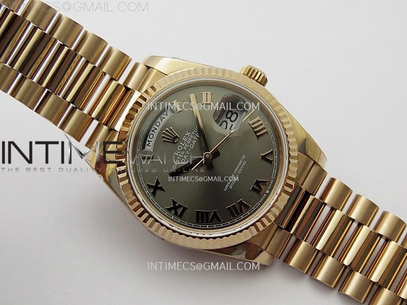 Day Date 128235 Gain Weight RG QF 1:1 Best Edition Gray Dial Roman Markers on RG President Bracelet