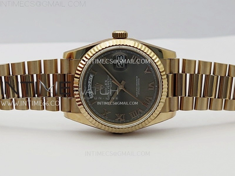 Day Date 128235 Gain Weight RG QF 1:1 Best Edition Gray Dial Roman Markers on RG President Bracelet