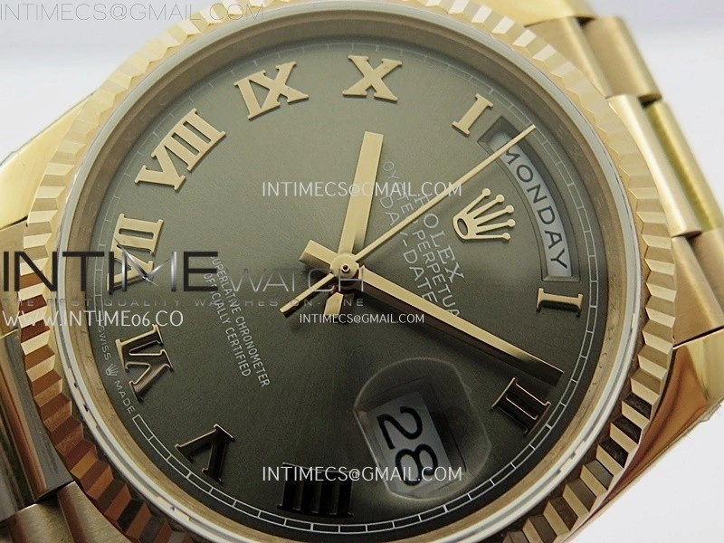 Day Date 128235 Gain Weight RG QF 1:1 Best Edition Gray Dial Roman Markers on RG President Bracelet
