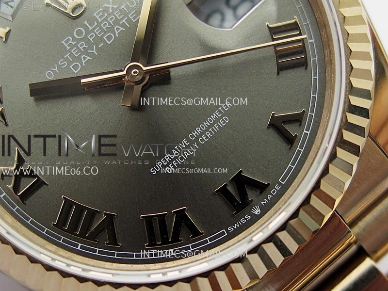 Day Date 128235 Gain Weight RG QF 1:1 Best Edition Gray Dial Roman Markers on RG President Bracelet