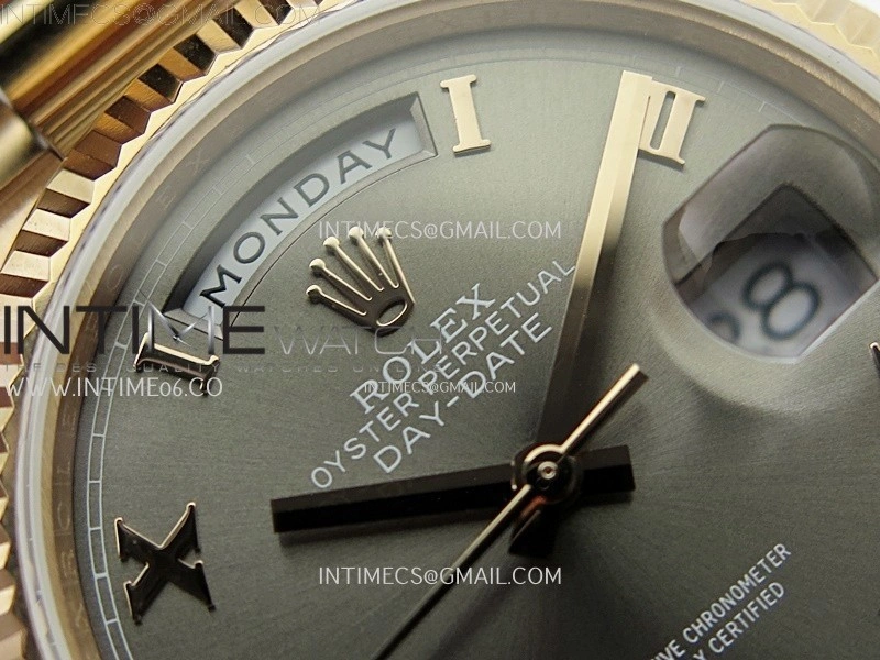Day Date 128235 Gain Weight RG QF 1:1 Best Edition Gray Dial Roman Markers on RG President Bracelet