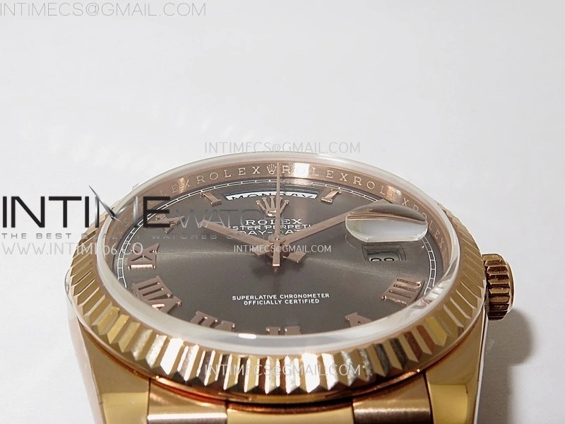 Day Date 128235 Gain Weight RG QF 1:1 Best Edition Gray Dial Roman Markers on RG President Bracelet