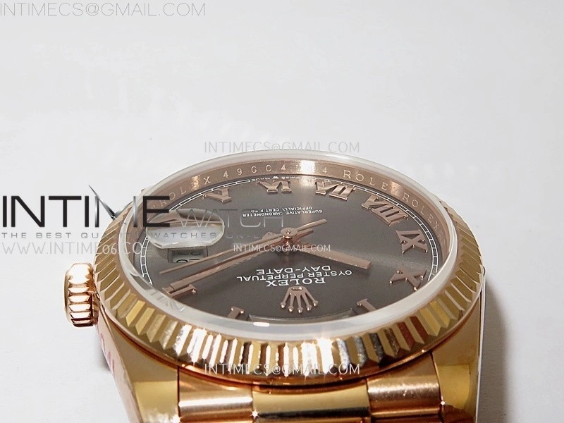 Day Date 128235 Gain Weight RG QF 1:1 Best Edition Gray Dial Roman Markers on RG President Bracelet