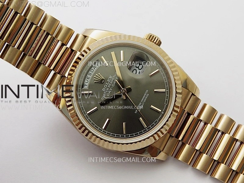 Day Date 128235 Gain Weight RG QF 1:1 Best Edition Gray Dial Stick Markers on RG President Bracelet