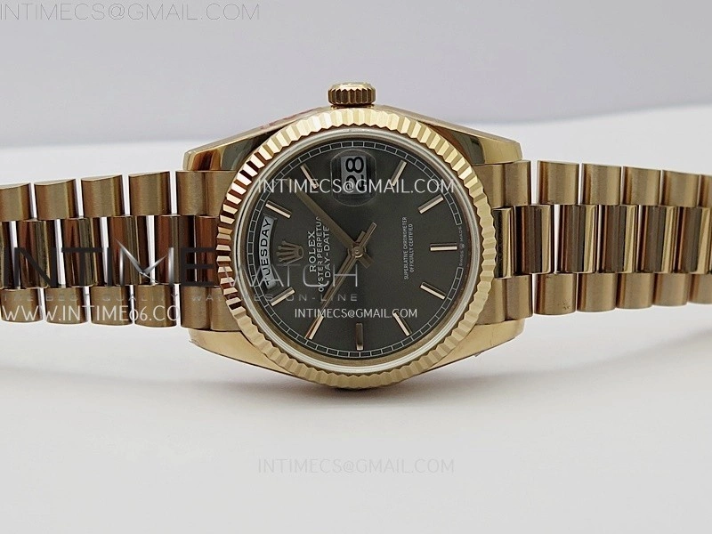 Day Date 128235 Gain Weight RG QF 1:1 Best Edition Gray Dial Stick Markers on RG President Bracelet