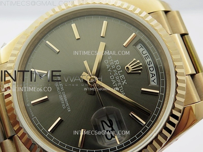 Day Date 128235 Gain Weight RG QF 1:1 Best Edition Gray Dial Stick Markers on RG President Bracelet