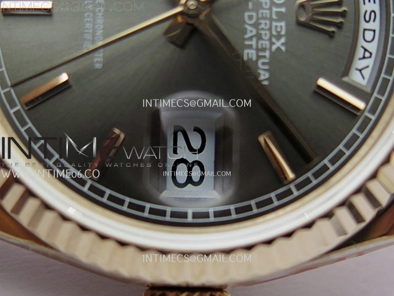 Day Date 128235 Gain Weight RG QF 1:1 Best Edition Gray Dial Stick Markers on RG President Bracelet