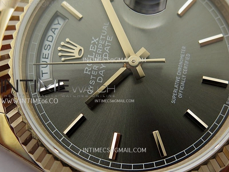 Day Date 128235 Gain Weight RG QF 1:1 Best Edition Gray Dial Stick Markers on RG President Bracelet