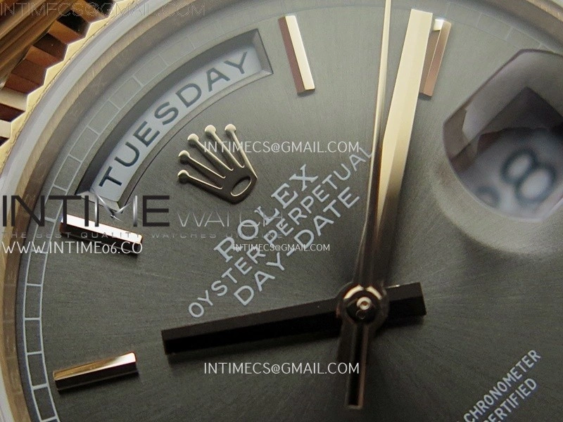 Day Date 128235 Gain Weight RG QF 1:1 Best Edition Gray Dial Stick Markers on RG President Bracelet