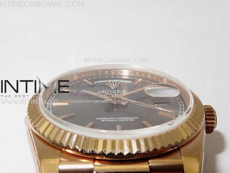Day Date 128235 Gain Weight RG QF 1:1 Best Edition Gray Dial Stick Markers on RG President Bracelet