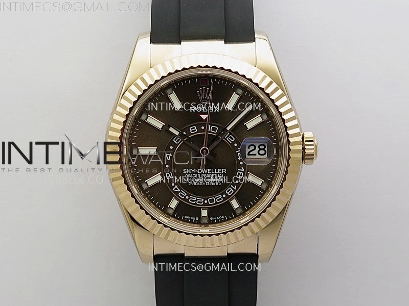 Sky-Dweller 336235 Gain Weight RG ZF 1:1 Best Edition Brown Dial On Oysterflex Rubber Strap Asian 2824