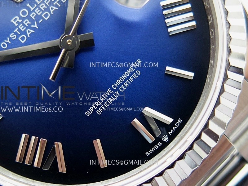 Day Date 128239 Gain Weight SS QF 1:1 Best Edition Blue Dial Roman Markers on SS President Bracelet