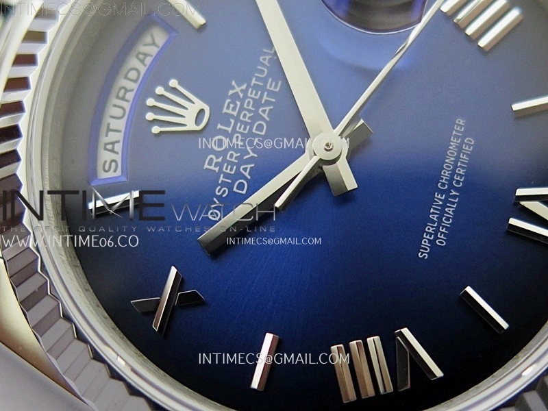 Day Date 128239 Gain Weight SS QF 1:1 Best Edition Blue Dial Roman Markers on SS President Bracelet