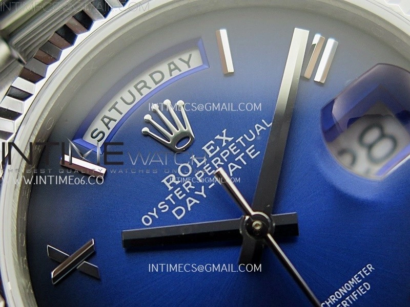 Day Date 128239 Gain Weight SS QF 1:1 Best Edition Blue Dial Roman Markers on SS President Bracelet