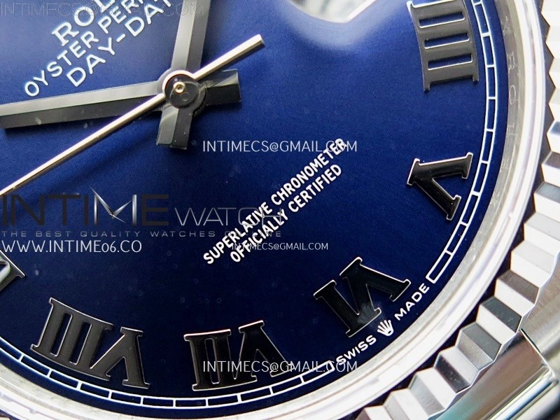Day Date 128239 Gain Weight SS QF 1:1 Best Edition Blue Dial Roman Markers on SS President Bracelet