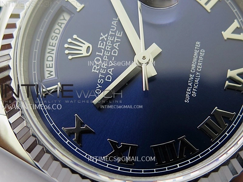 Day Date 128239 Gain Weight SS QF 1:1 Best Edition Blue Dial Roman Markers on SS President Bracelet