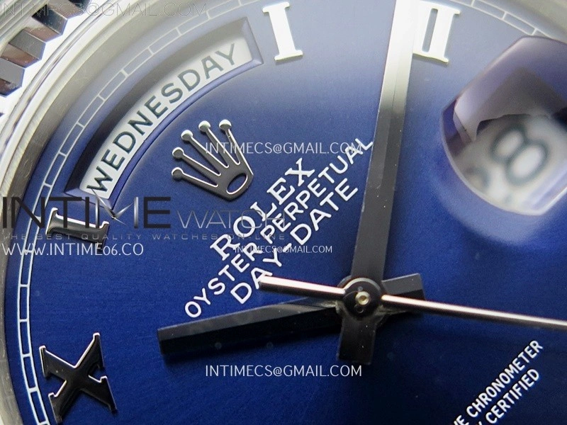 Day Date 128239 Gain Weight SS QF 1:1 Best Edition Blue Dial Roman Markers on SS President Bracelet