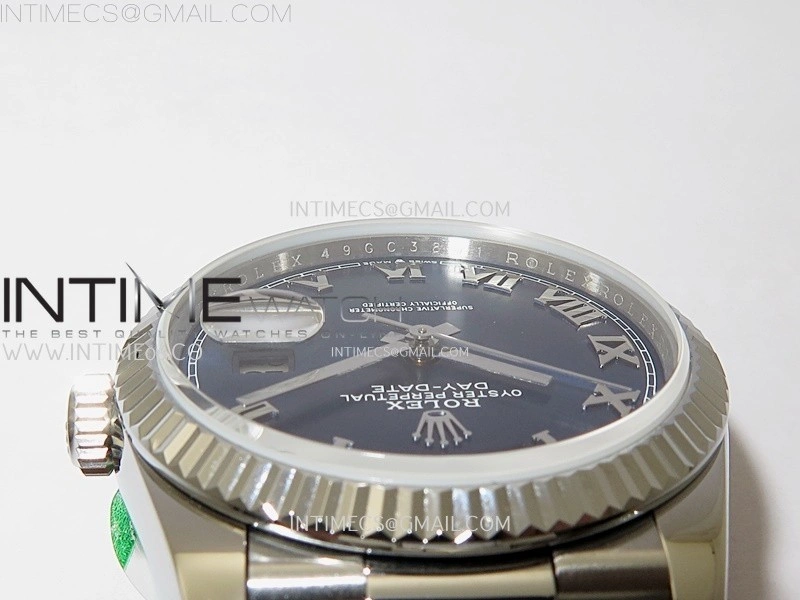 Day Date 128239 Gain Weight SS QF 1:1 Best Edition Blue Dial Roman Markers on SS President Bracelet