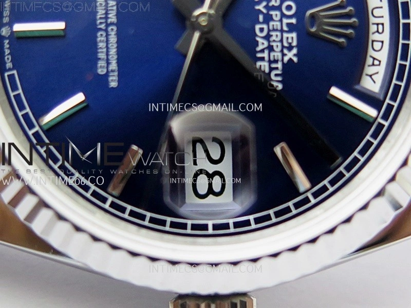 Day Date 128239 Gain Weight SS QF 1:1 Best Edition Blue Dial Stick Markers on SS President Bracelet