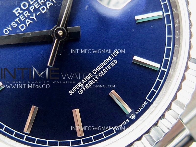 Day Date 128239 Gain Weight SS QF 1:1 Best Edition Blue Dial Stick Markers on SS President Bracelet