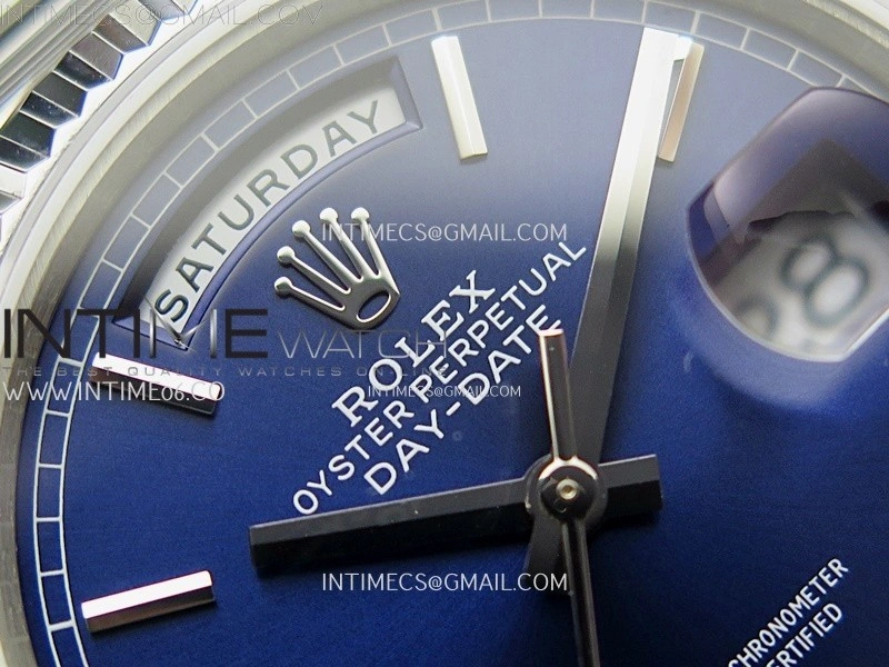 Day Date 128239 Gain Weight SS QF 1:1 Best Edition Blue Dial Stick Markers on SS President Bracelet