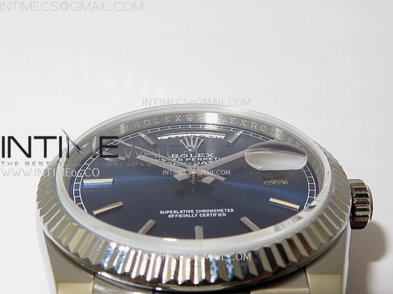 Day Date 128239 Gain Weight SS QF 1:1 Best Edition Blue Dial Stick Markers on SS President Bracelet