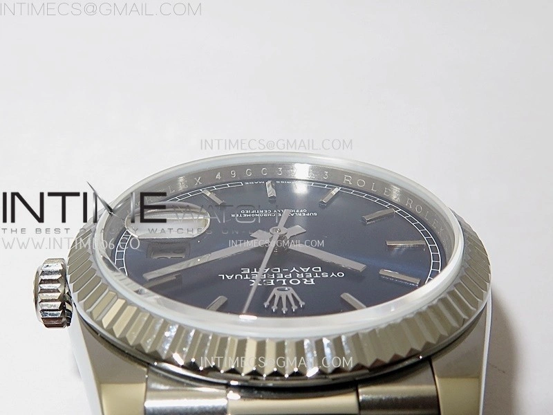 Day Date 128239 Gain Weight SS QF 1:1 Best Edition Blue Dial Stick Markers on SS President Bracelet