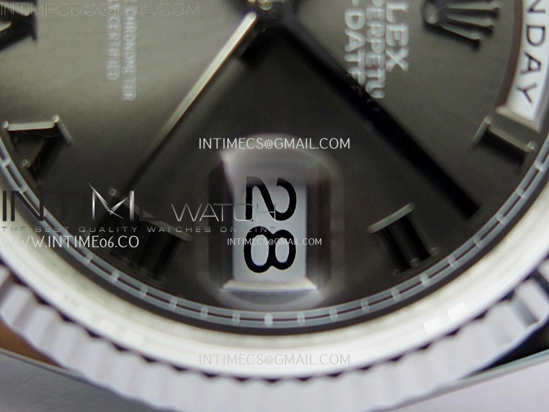 Day Date 128239 Gain Weight SS QF 1:1 Best Edition Gray Dial Roman Markers on SS President Bracelet