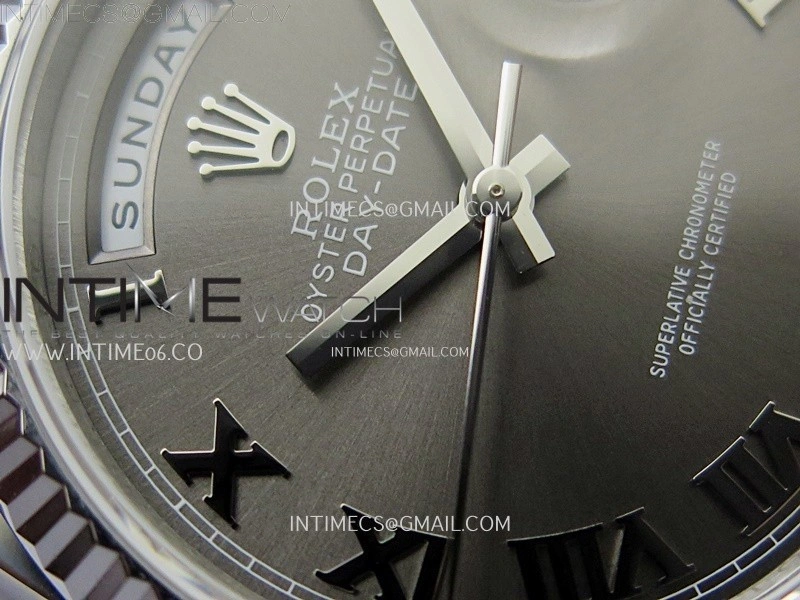 Day Date 128239 Gain Weight SS QF 1:1 Best Edition Gray Dial Roman Markers on SS President Bracelet