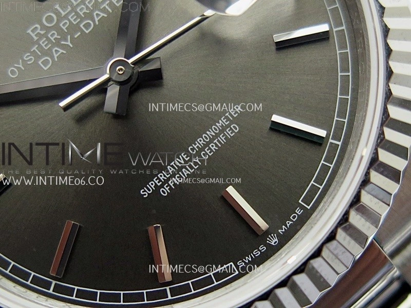Day Date 128239 Gain Weight SS QF 1:1 Best Edition Gray Dial Stick Markers on SS President Bracelet