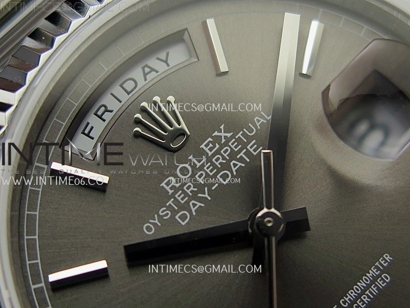 Day Date 128239 Gain Weight SS QF 1:1 Best Edition Gray Dial Stick Markers on SS President Bracelet