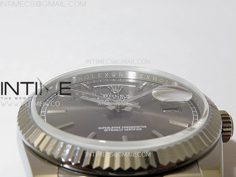 Day Date 128239 Gain Weight SS QF 1:1 Best Edition Gray Dial Stick Markers on SS President Bracelet
