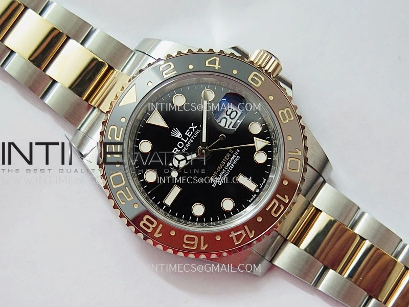 GMT-Master II 126711 CHNR Gain Weight V4 Gold Factory 1:1 Best Edition Black Dial On SS RG Bracelet SH3285 CHS