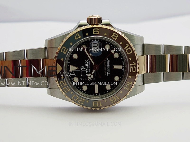 GMT-Master II 126711 CHNR Gain Weight V4 Gold Factory 1:1 Best Edition Black Dial On SS RG Bracelet SH3285 CHS