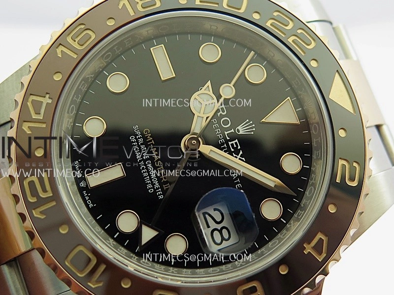 GMT-Master II 126711 CHNR Gain Weight V4 Gold Factory 1:1 Best Edition Black Dial On SS RG Bracelet SH3285 CHS