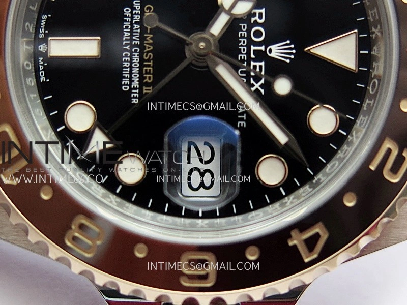 GMT-Master II 126711 CHNR Gain Weight V4 Gold Factory 1:1 Best Edition Black Dial On SS RG Bracelet SH3285 CHS