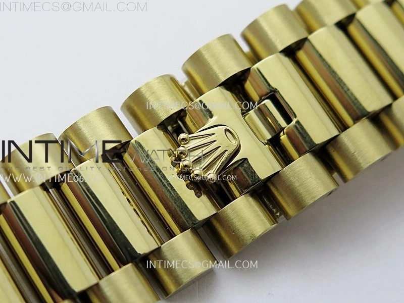 Day Date 128238 Gain Weight YG QF 1:1 Best Edition Gold Dial Stick Markers on YG President Bracelet