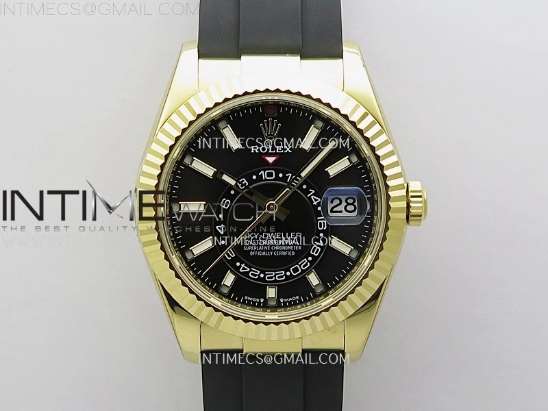 Sky-Dweller 336238 Gain Weight YG ZF 1:1 Best Edition Black Dial on Oysterflex Rubber Strap Asian 2824