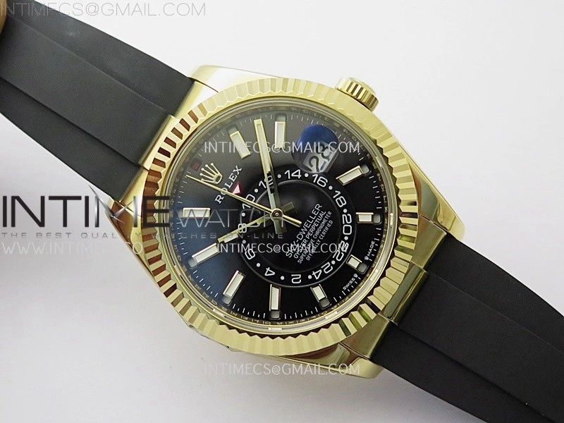 Sky-Dweller 336238 Gain Weight YG ZF 1:1 Best Edition Black Dial on Oysterflex Rubber Strap Asian 2824