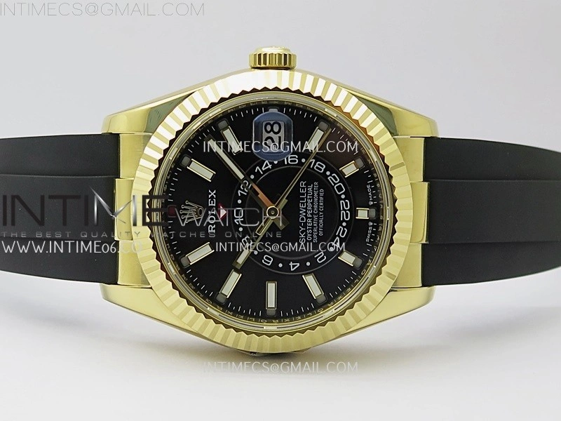 Sky-Dweller 336238 Gain Weight YG ZF 1:1 Best Edition Black Dial on Oysterflex Rubber Strap Asian 2824