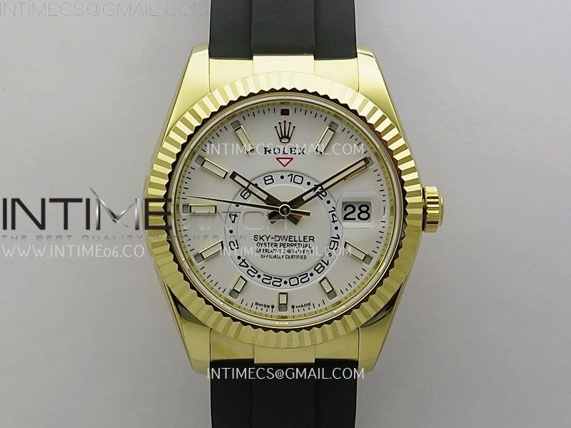Sky-Dweller 336238 Gain Weight YG ZF 1:1 Best Edition White Dial on Oysterflex Rubber Strap Asian 2824