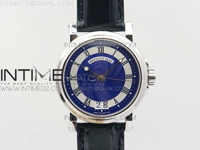 Marine 5222 SS HGF 1:1 Best Edition Blue Dial On black Leather Strap Asian Cal.517GG