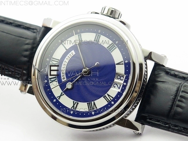 Marine 5222 SS HGF 1:1 Best Edition Blue Dial On black Leather Strap Asian Cal.517GG