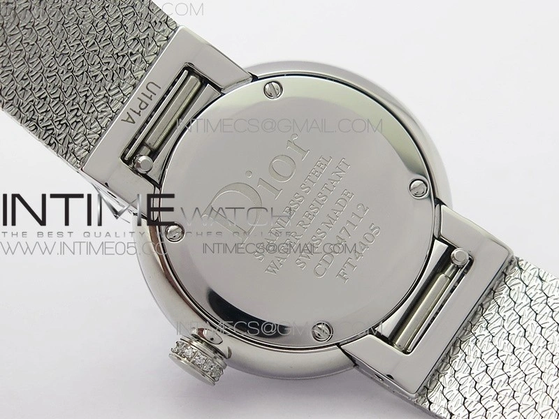 La d de dior satine SS Crystal Bezel 8848F 1:1 Best Edition Blue Dial on SS bracelet Swiss Quartz