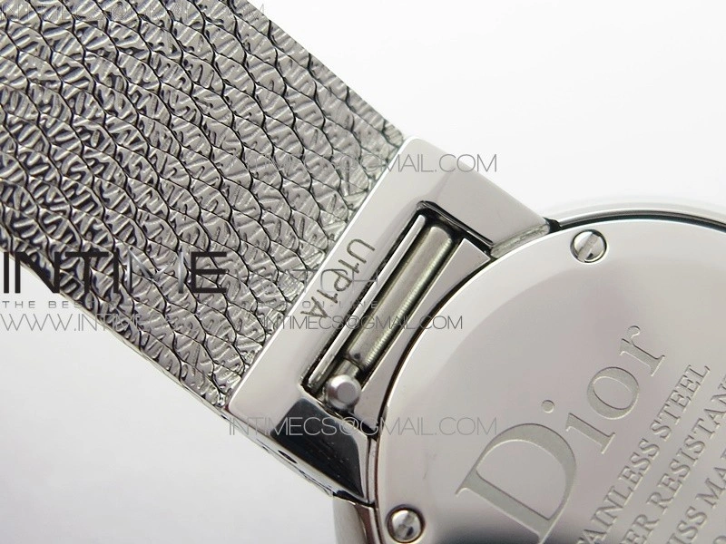 La d de dior satine SS Crystal Bezel 8848F 1:1 Best Edition Blue Dial on SS bracelet Swiss Quartz